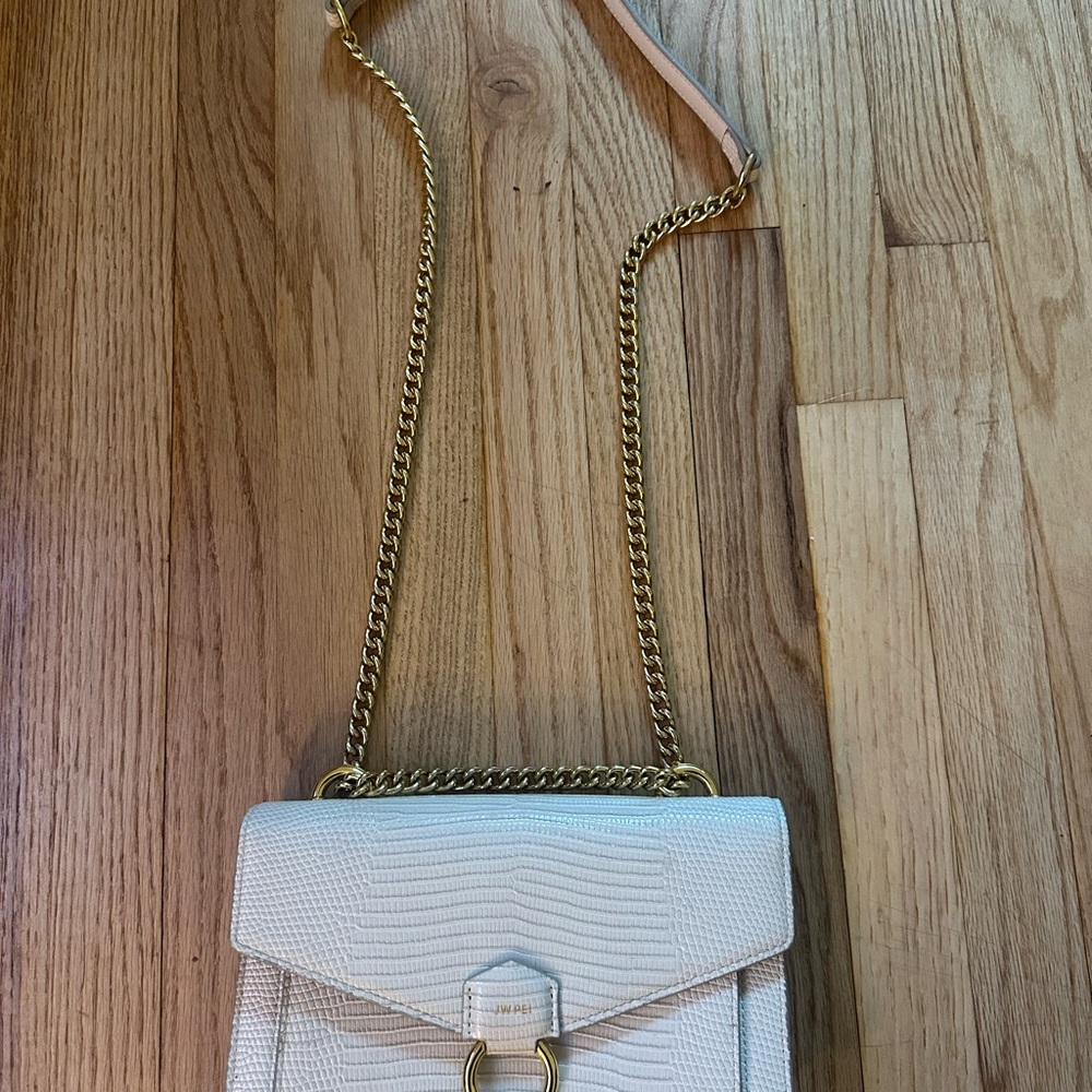 JW PEI Cream Crossbody Bag with Gold Chain